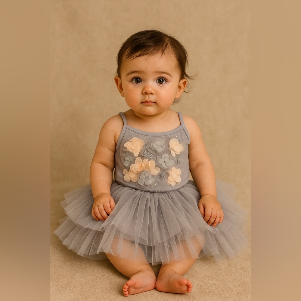 Tutu Du Monde Girl's Bebe Lilac Sequined Flower Tulle Dress Size 3-6 Months